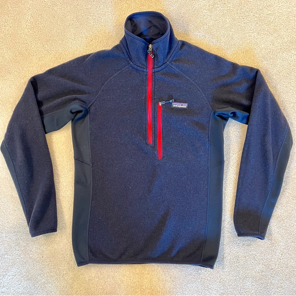 Patagonia Mens Better Sweater Small Navy Blue 1/4 zip long sleeve fleece